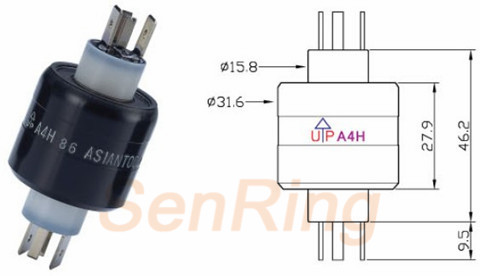 a4hA4H系列水銀滑環(huán)(2路30A電流+2路4A電流)系列水銀導(dǎo)電滑環(huán)圖紙