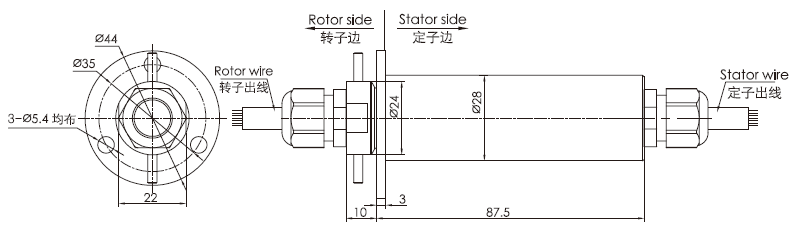 f028F028系列水下工作滑環(huán)(外徑28mm，IP68) 系列滑環(huán)外形圖紙